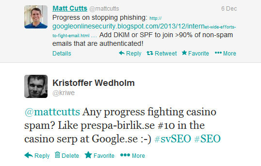 Twitter: Matt Cutts - Kristoffer Wedholm